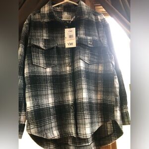 NWT YMI Women's Long Sleeve Plaid Oversized Shacket.